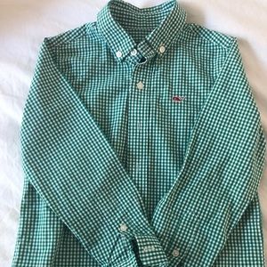 Vineyard Vines 🐳 size 5 green gingham shirt